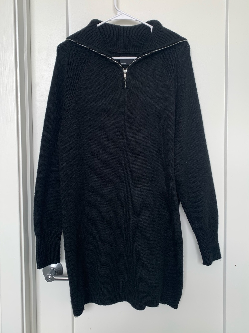 ASOS Design Black Funnel Neck Quarter Zip Sweater Dress